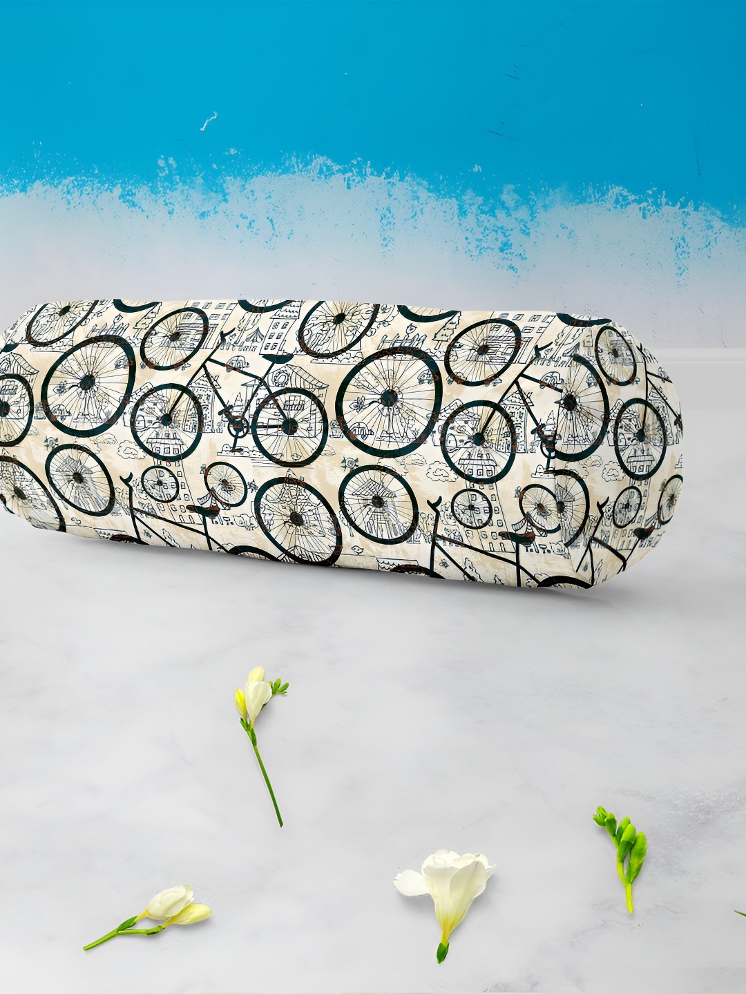 

ArtzFolio Beige & Green 2 Pcs Printed Cotton Canvas Bolster Covers with Concealed Zipper