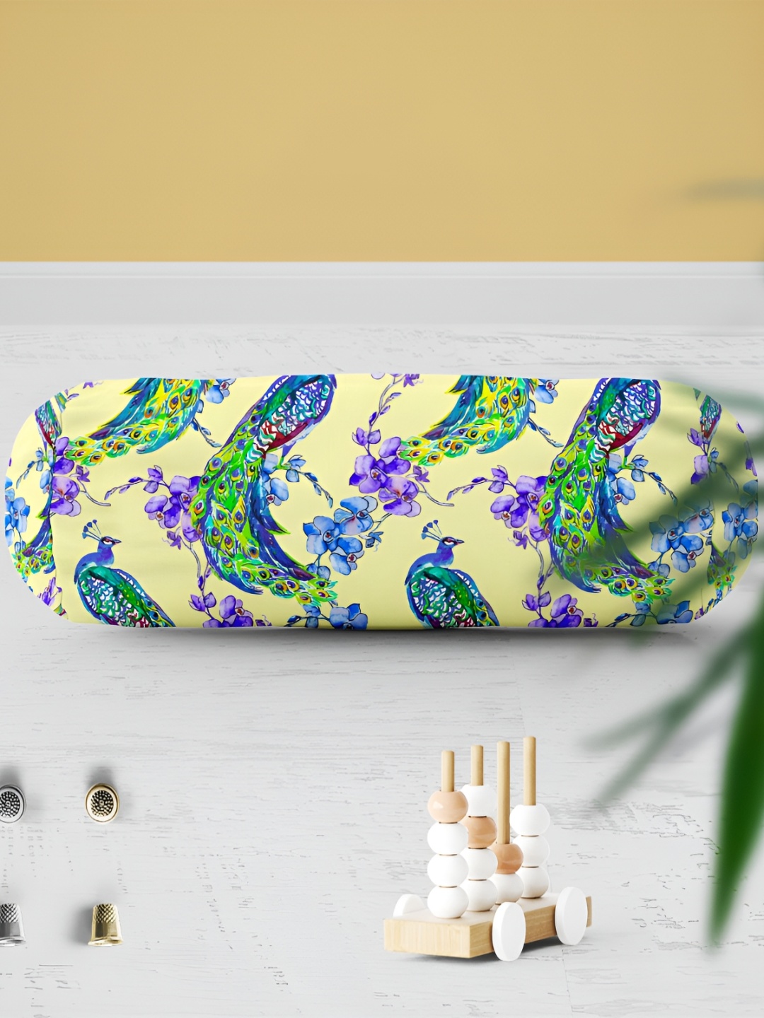 

ArtzFolio Yellow & Green 2 pcs Printed Bolster Covers with Concealed Zipper