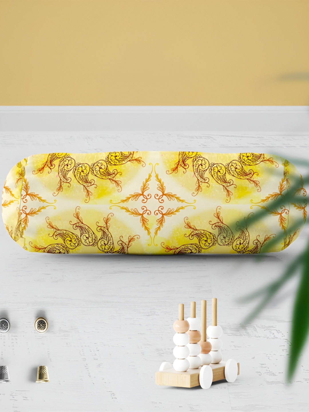 

ArtzFolio Beige & Yellow 2 Pcs Printed Eco-Friendly Bolster Covers