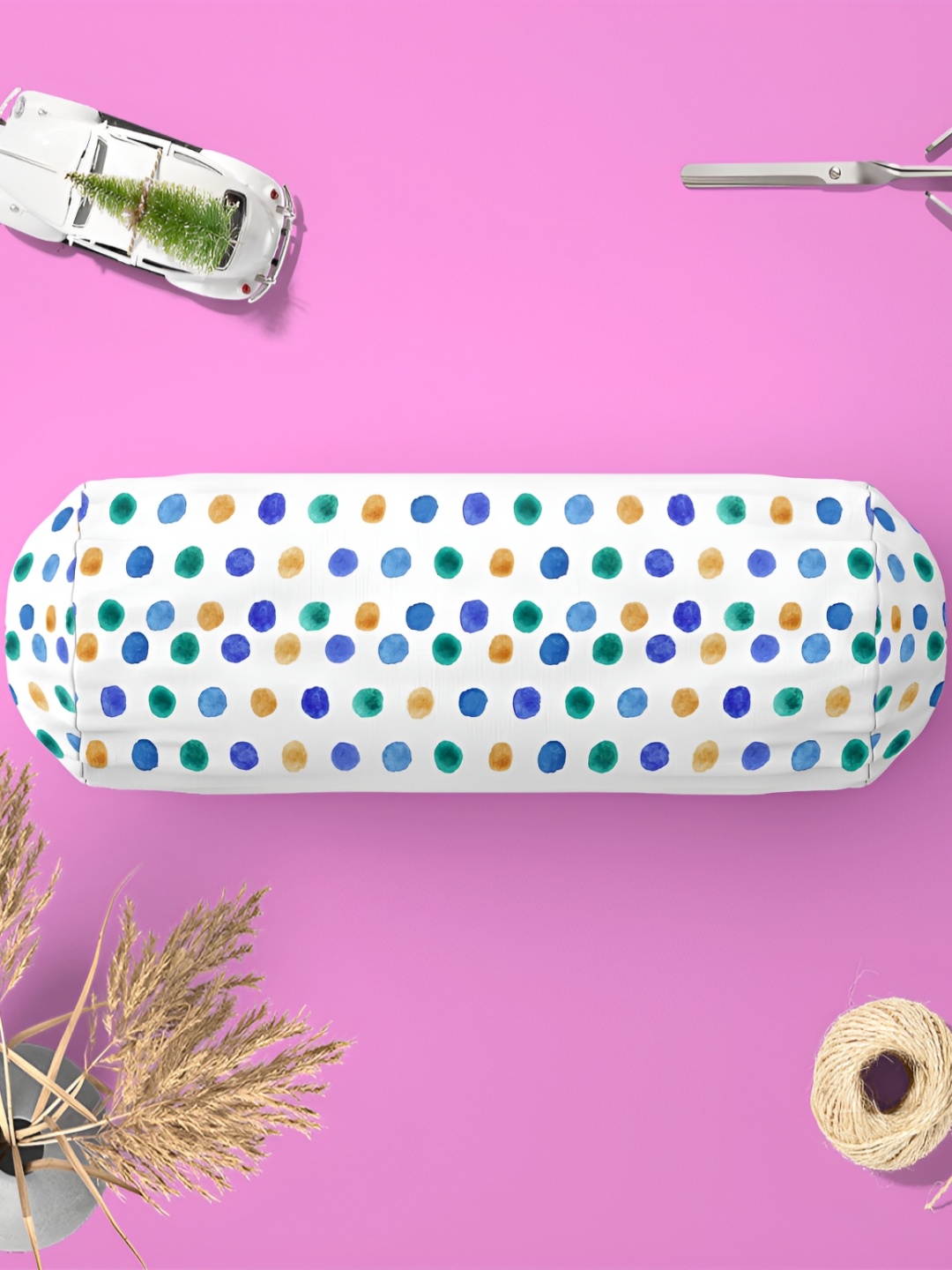 

ArtzFolio White & Blue 2-Pcs Printed Bolster Covers