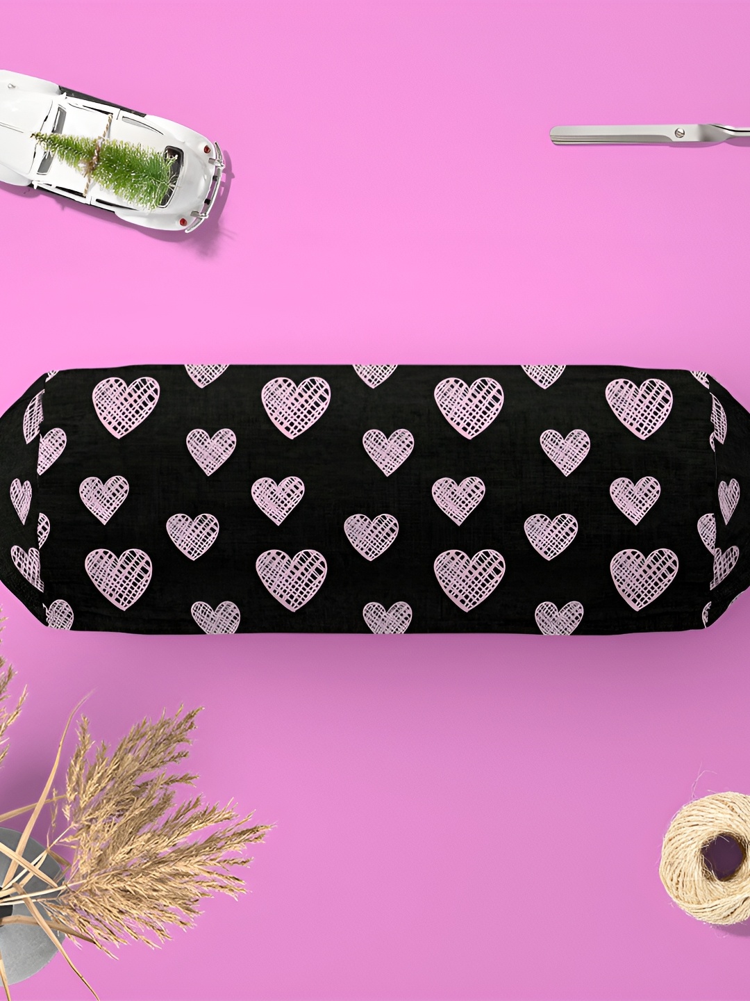 

ArtzFolio Black & Rose 2 pcs Bolster Covers with Concealed Zipper