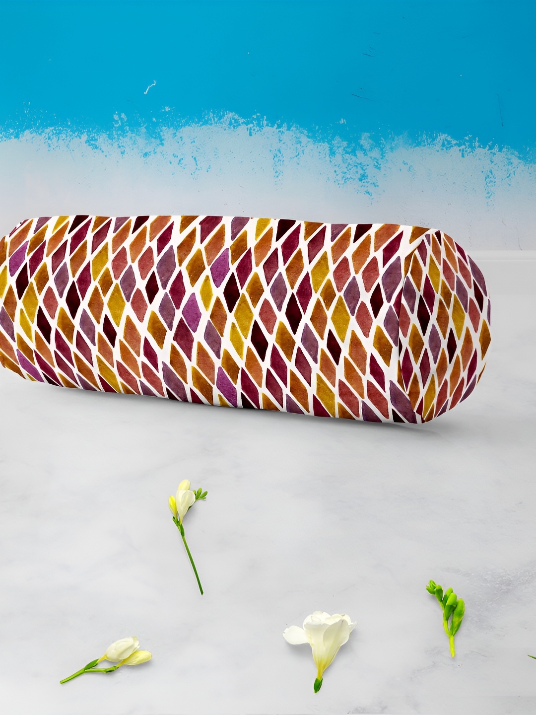

ArtzFolio Yellow & Purple 2-Pcs Geometric Printed Cotton Canvas Bolster Covers