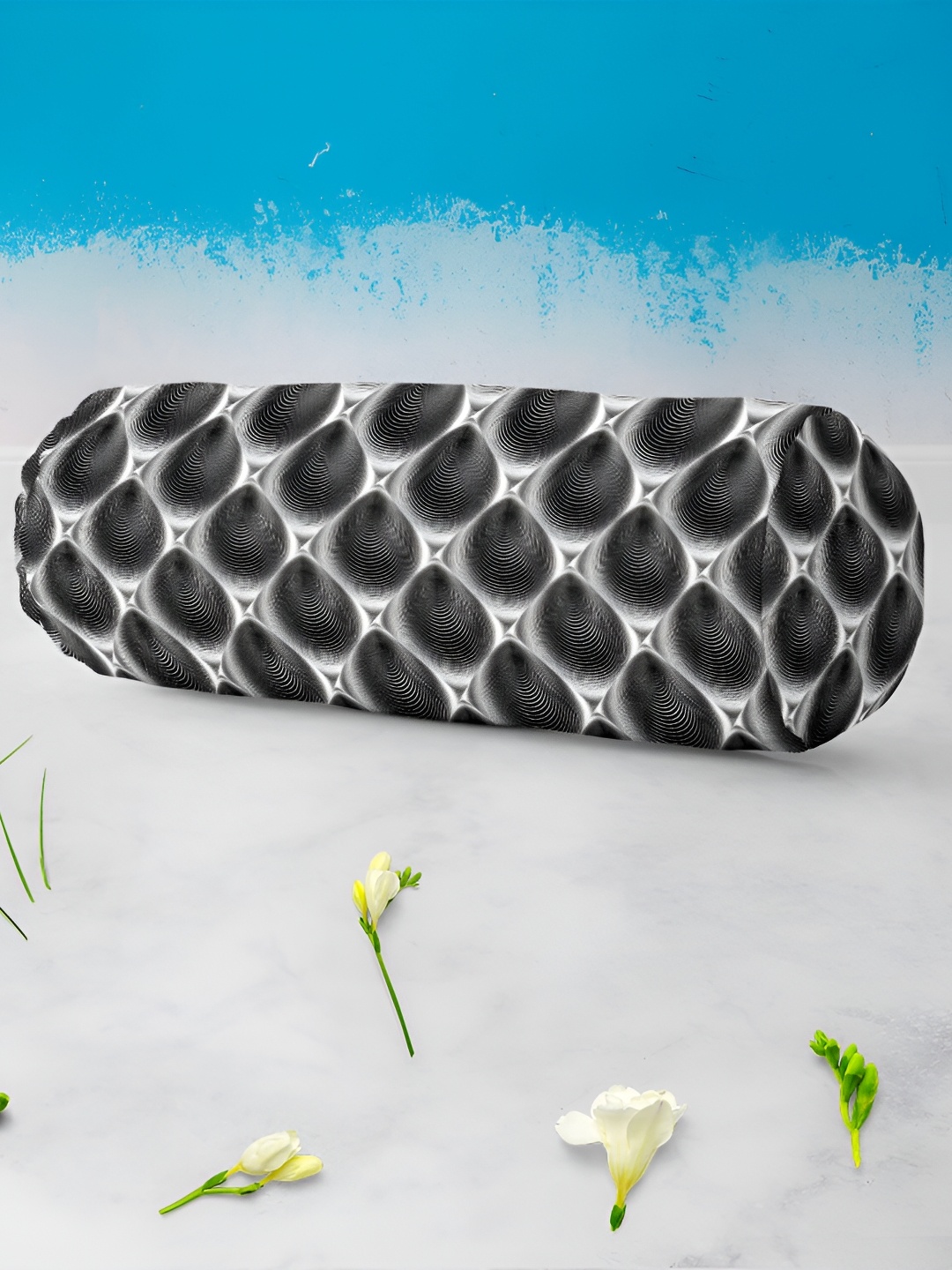 

ArtzFolio Black & grey 2 Pcs Geometric Printed Cotton Bolster Covers