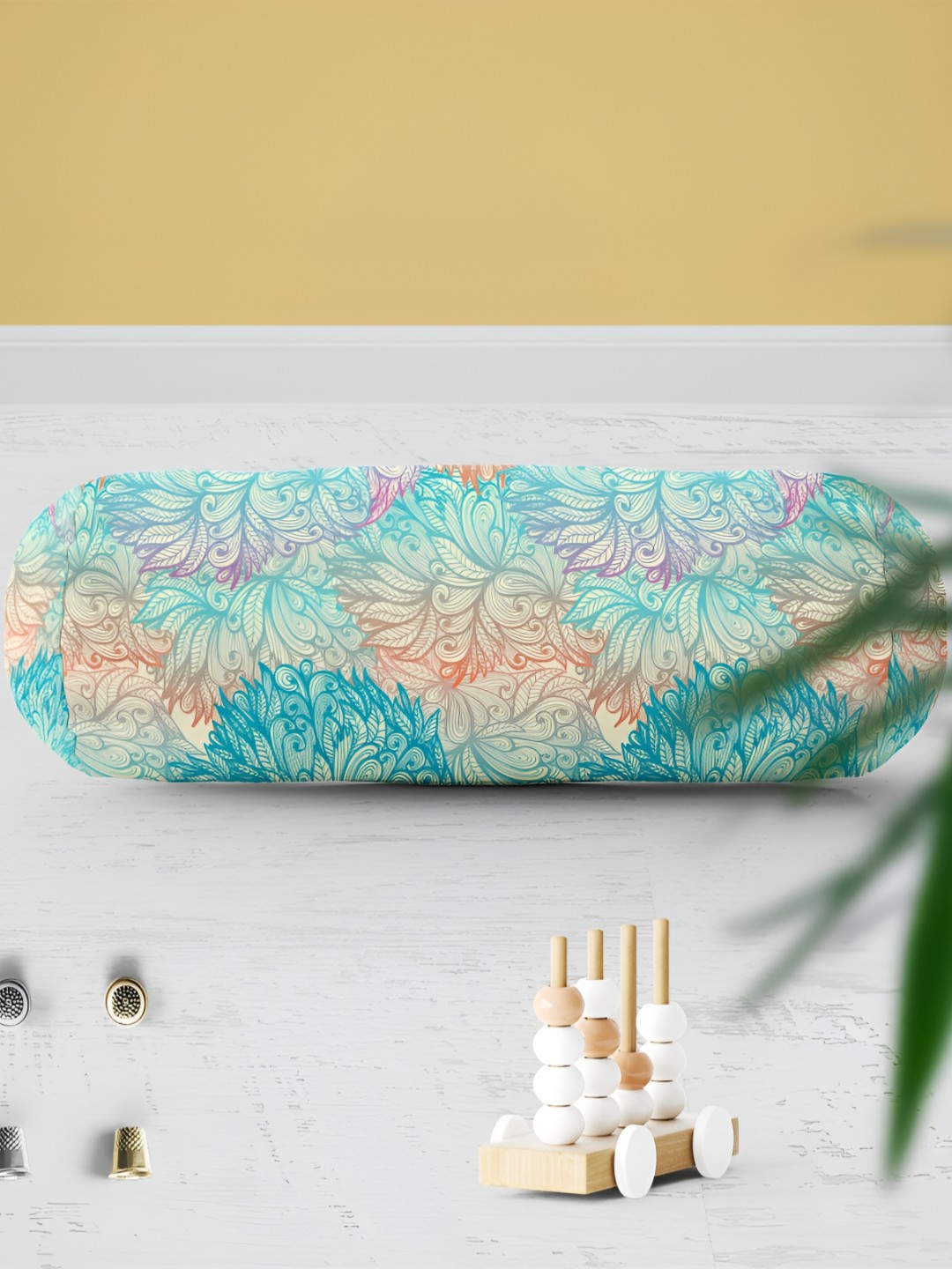 

ArtzFolio Green & Pink 2 Pieces Printed Eco-Friendly Velvet Bolster Covers