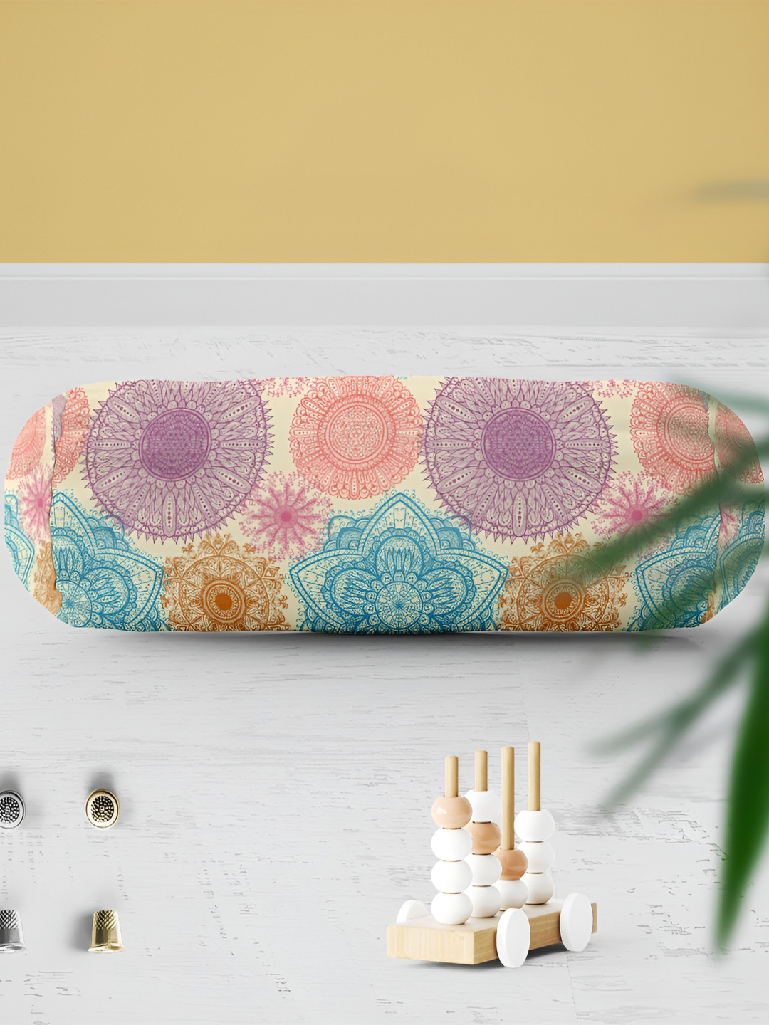 

ArtzFolio Beige & Green 2 Pieces Printed Bolster Covers