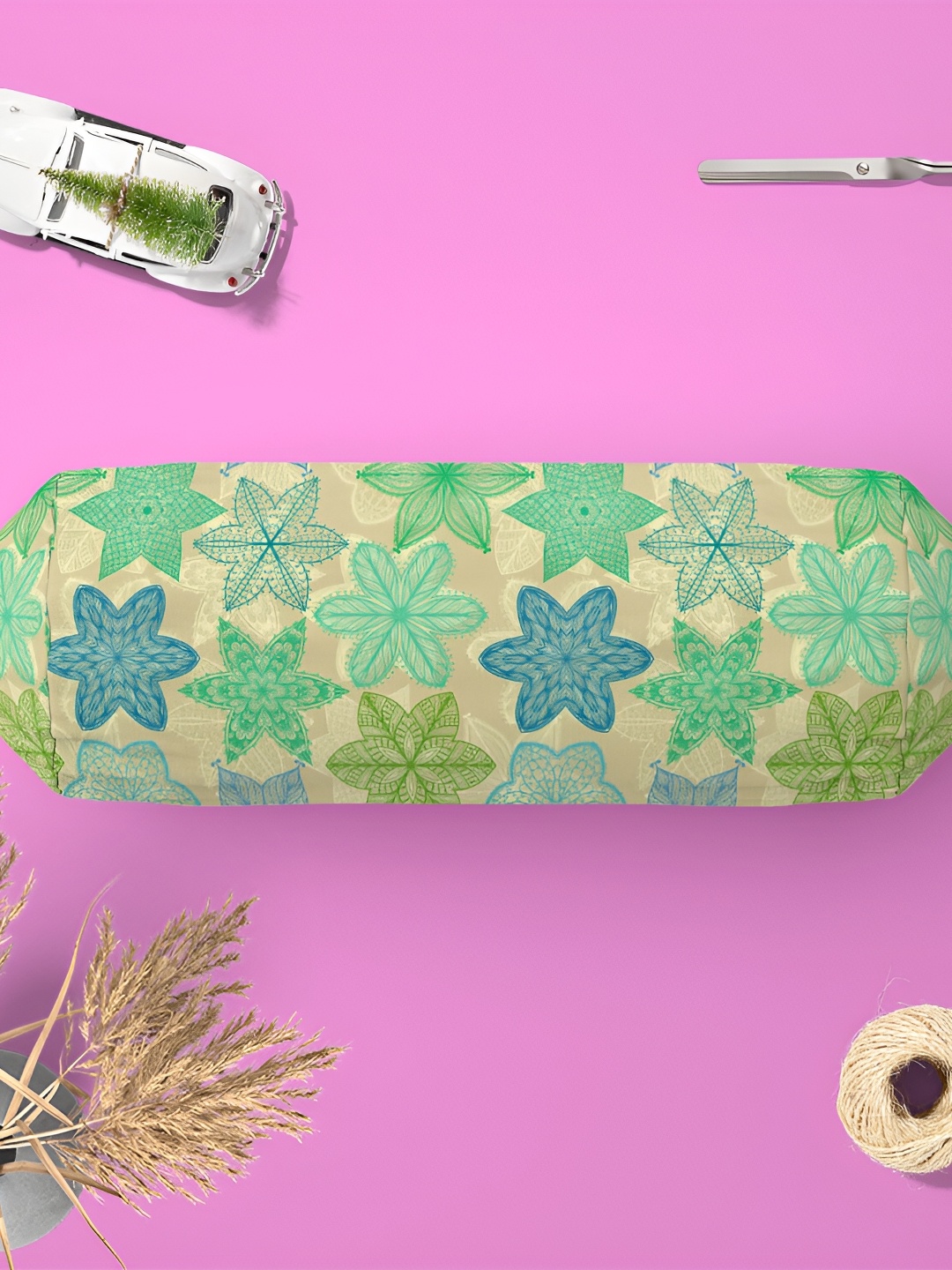 

ArtzFolio Yellow & Green 2 Pieces Printed Velvet Bolster Covers