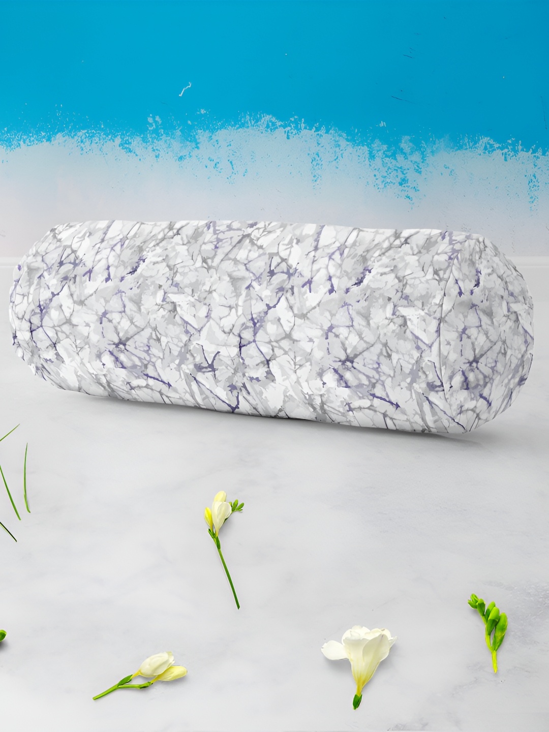 

ArtzFolio White & Grey 2 Pieces Printed Cotton Canvas Bolster Covers