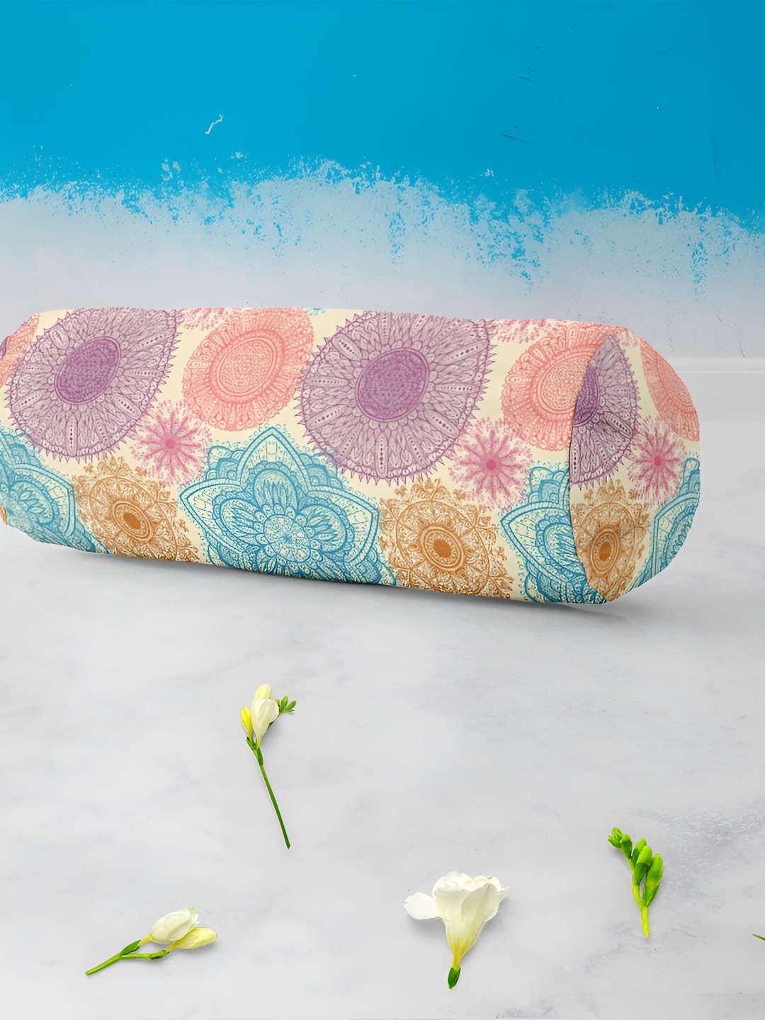 

ArtzFolio Purple & Blue 2 Pieces Floral Printed Velvet Bolster Covers