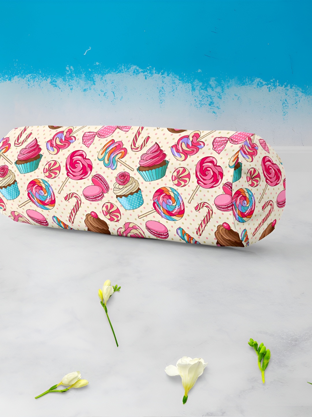 

ArtzFolio Beige & Pink 2 Pieces Printed Velvet Eco-Friendly Bolster Covers