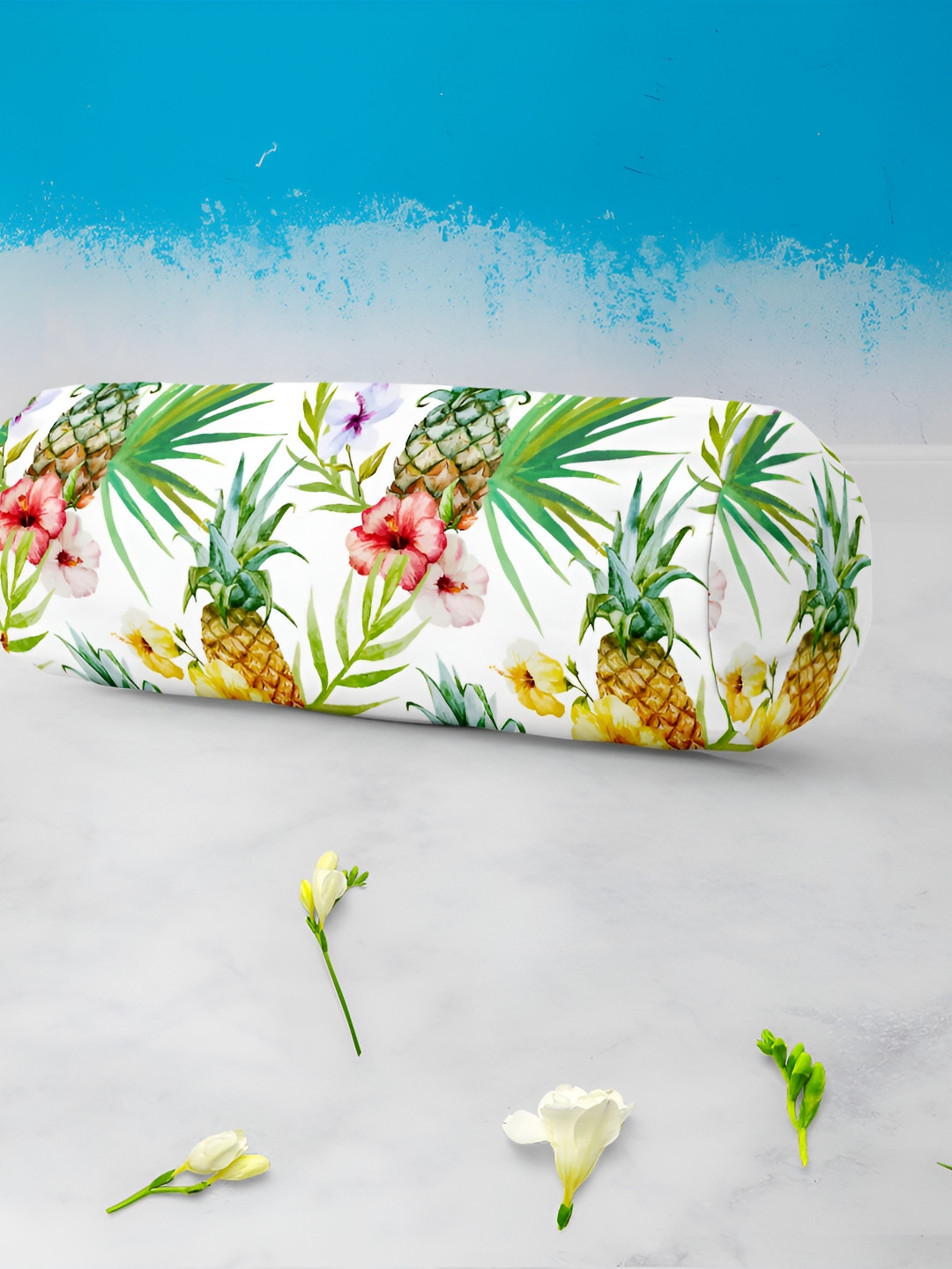 

ArtzFolio White & Green 2 Pieces Printed Eco-Friendly Bolster Covers