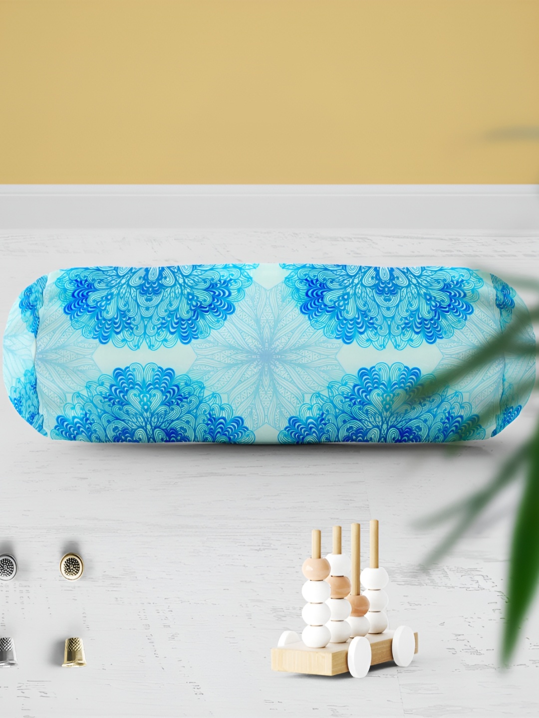 

ArtzFolio Blue 2 Pieces Velvet Printed Velvet Bolster Cover