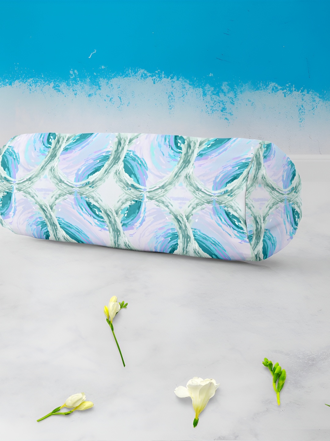 

ArtzFolio Blue & White 2 Pieces Printed Bolster Covers