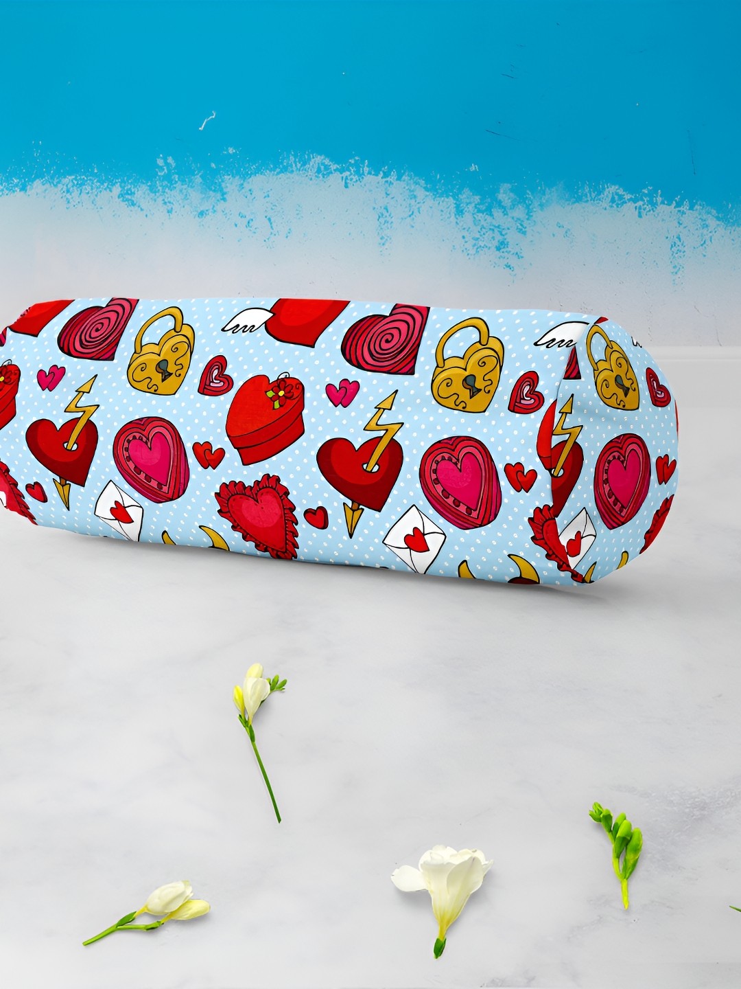 

ArtzFolio Blue & Red 2 Pieces Printed Bolster Covers