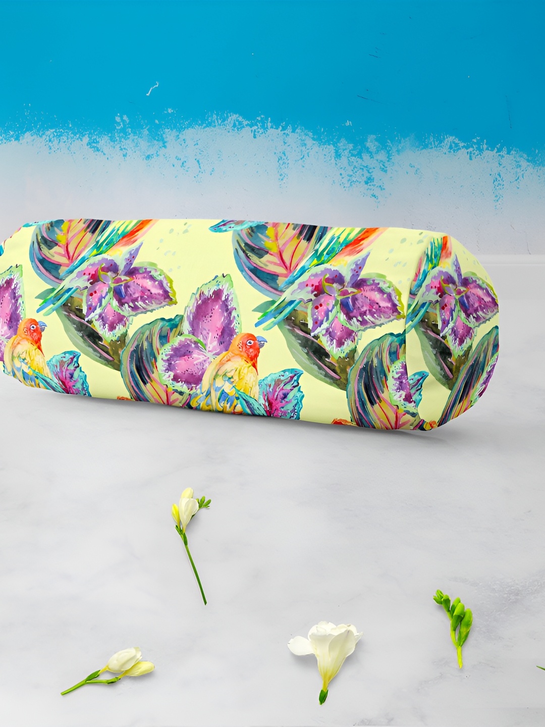 

ArtzFolio Yellow & Purple 2 Pieces Floral Printed Bolster Covers