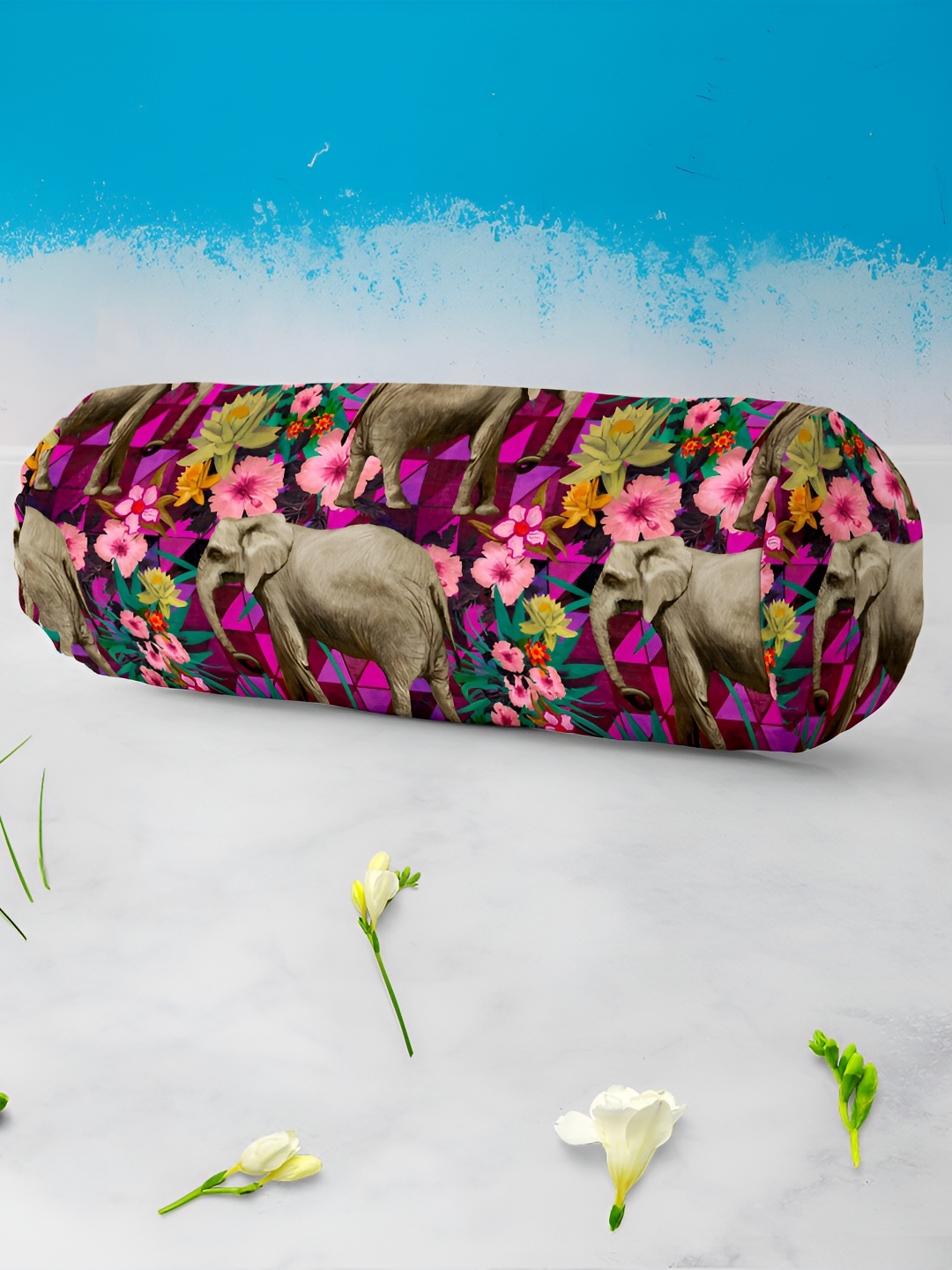 

ArtzFolio Purple & Pink 2 Pieces Floral Printed Velvet Bolster Covers