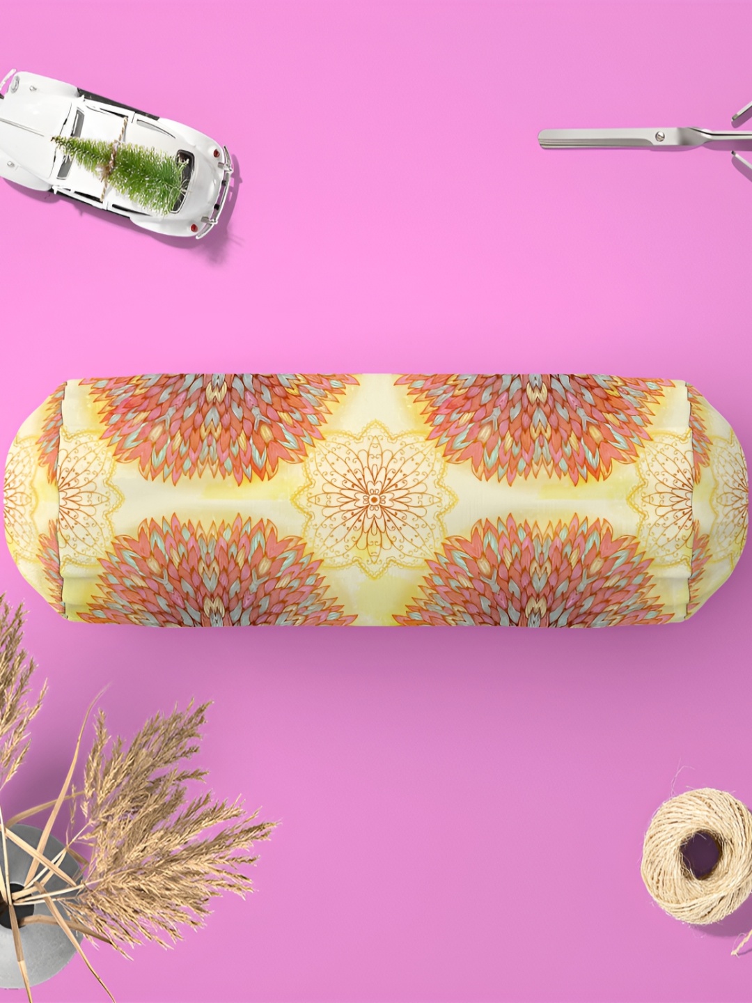 

ArtzFolio Beige & Brown 2 Pieces Floral Printed Bolster Covers