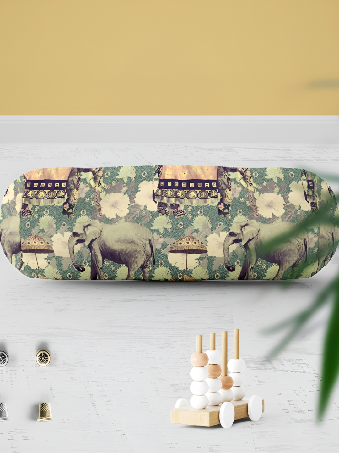 

ArtzFolio Green & Beige 2 Pieces Floral Printed Velvet Bolster Covers