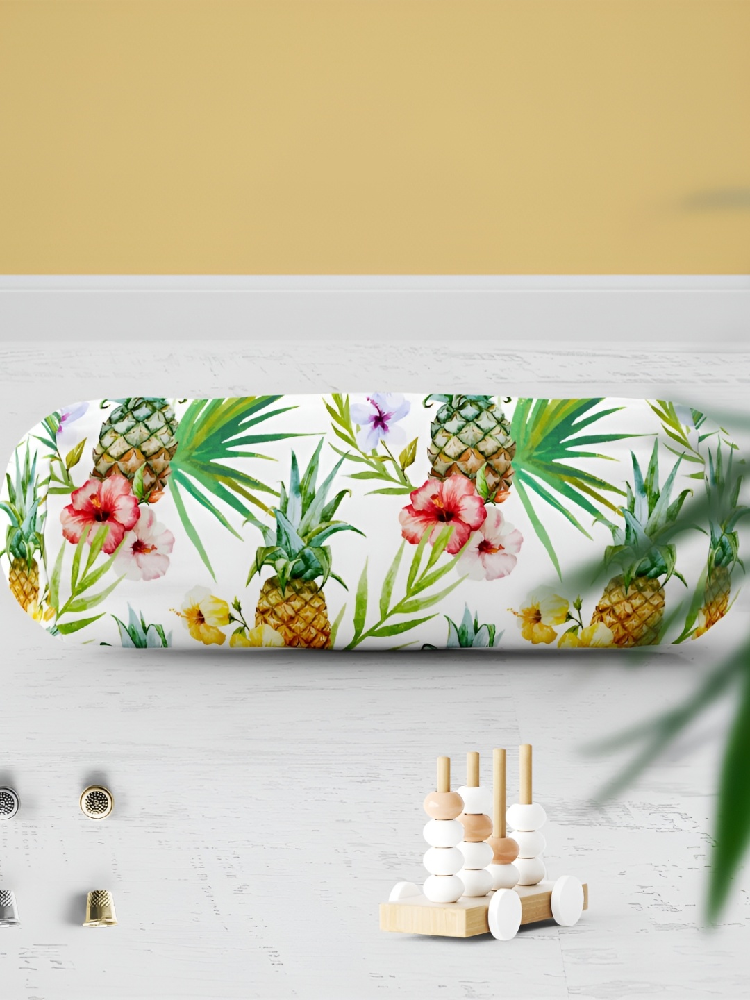 

ArtzFolio White & Green 2 Pieces Floral Printed Velvet Bolster Covers