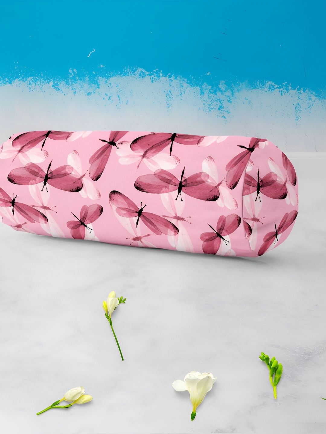 

ArtzFolio Pink & Black 2 Pieces Printed Bolster Covers With Concealed Zipper