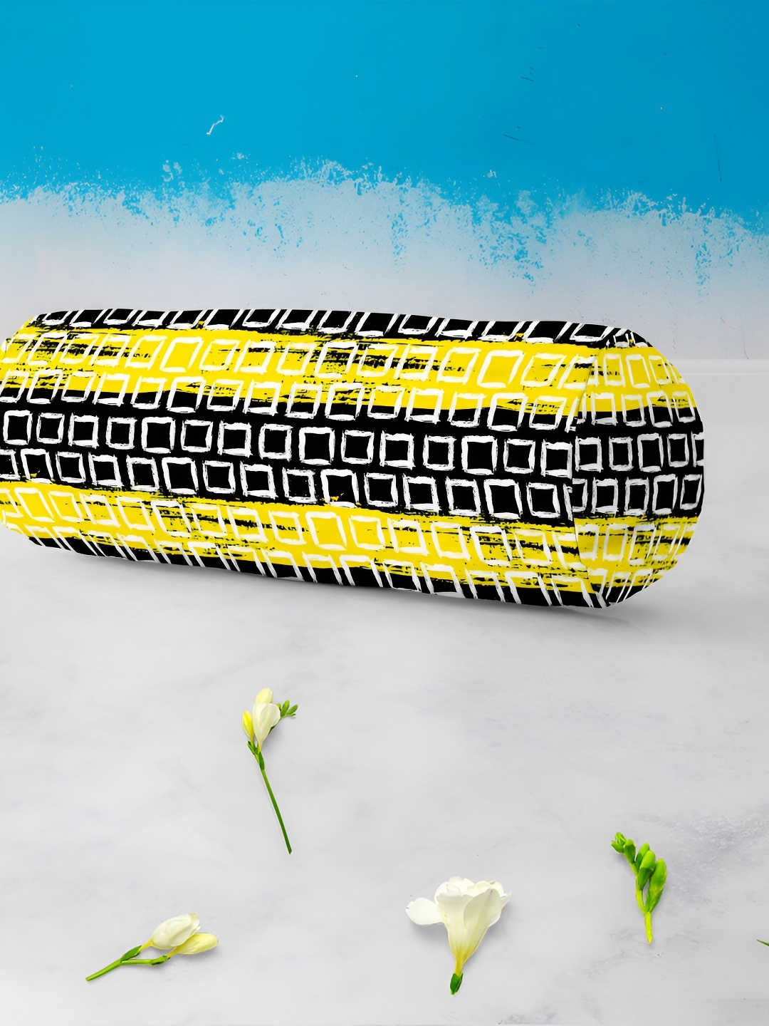 

ArtzFolio Yellow & Black 2 Pieces Printed Bolster Covers