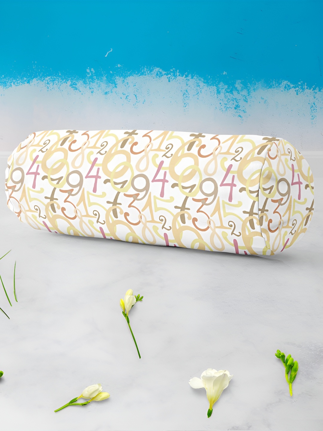 

ArtzFolio White & Yellow 2 Pieces Printed Bolster Covers With Concealed Zipper