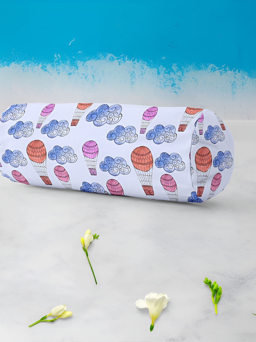 

ArtzFolio Blue & White 2 Pieces Printed Bolster Covers
