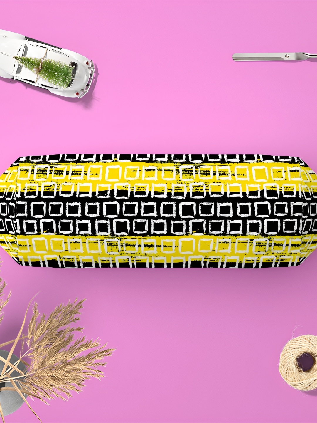 

ArtzFolio Yellow & Black 2 Pieces Printed Eco-Friendly Bolster Covers