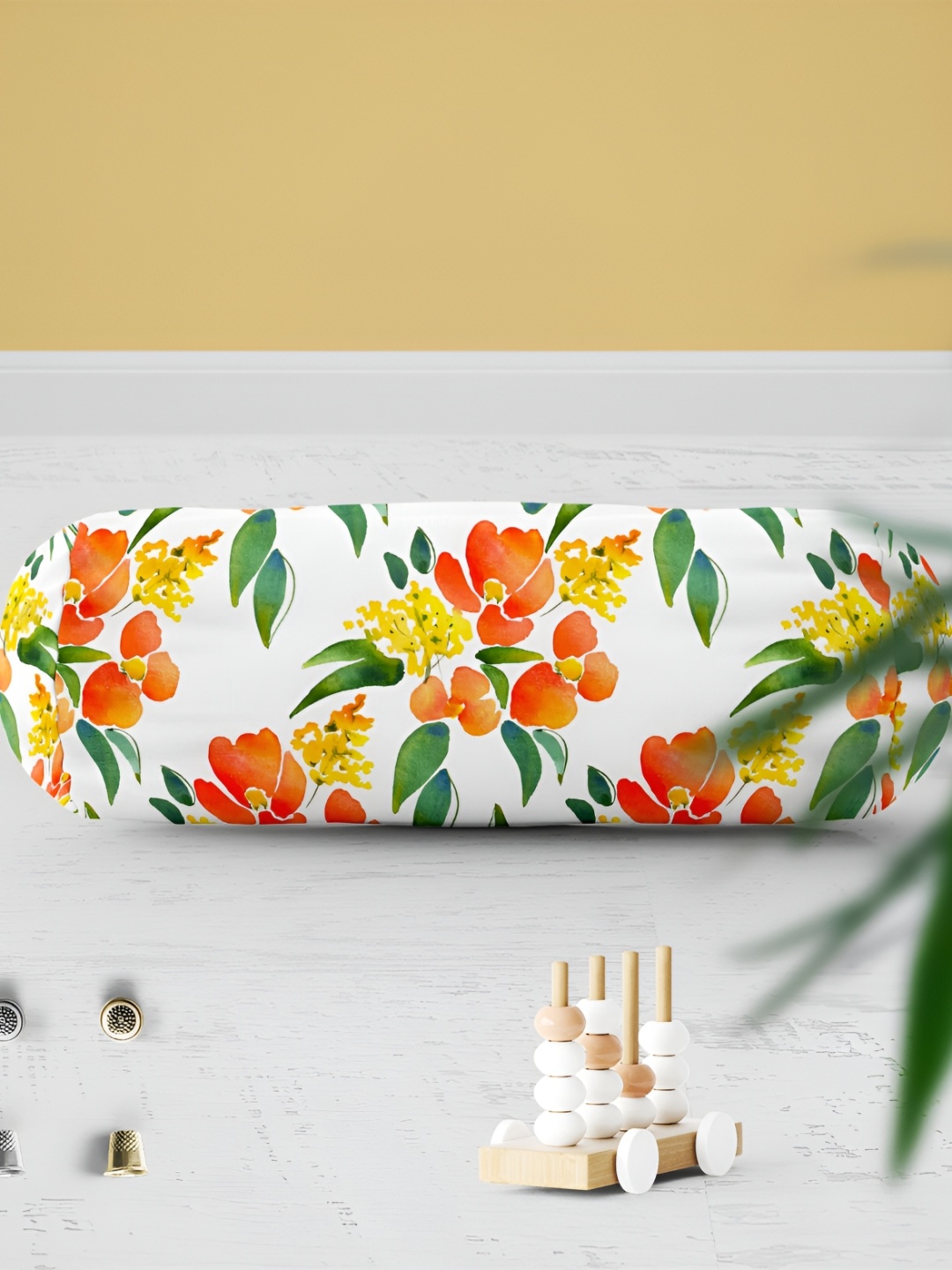 

ArtzFolio White & Green 2 Pieces Printed Eco-Friendly Bolster Covers