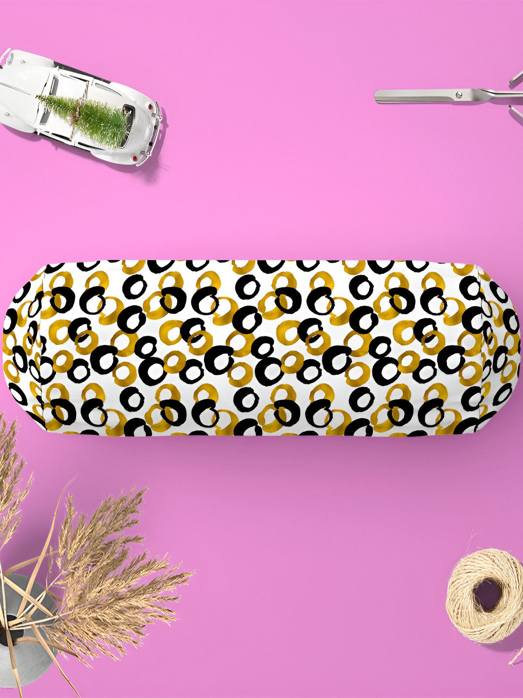 

ArtzFolio Black & White 2 Pieces Geometric Printed Velvet Bolster Covers