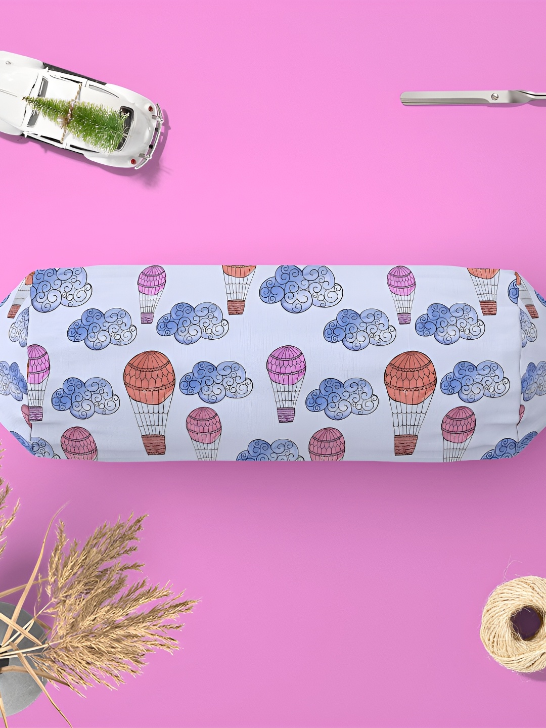 

ArtzFolio Blue & Pink 2 Pieces Quirky Printed Velvet Bolster Covers