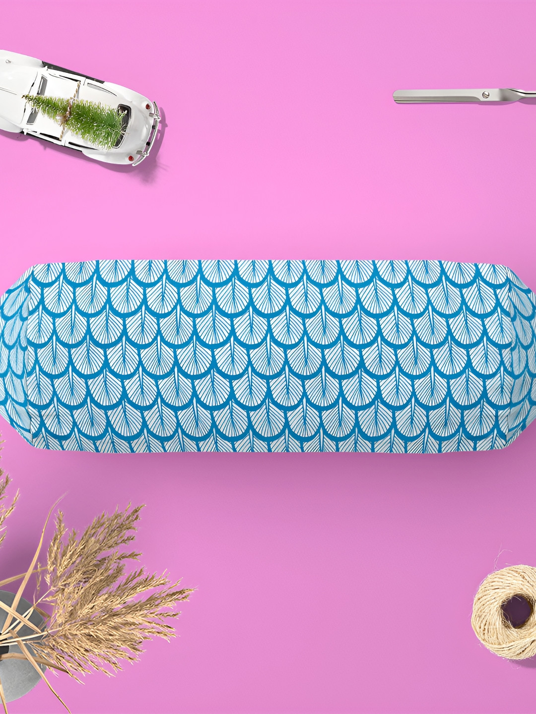 

ArtzFolio Blue & White 2 Pieces Printed Velvet Eco-Friendly Bolster Covers