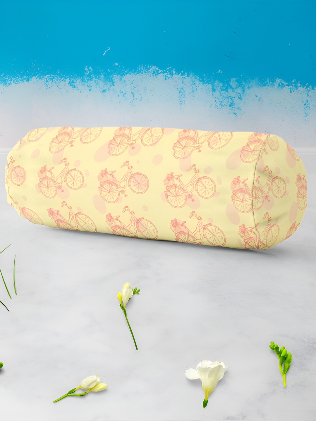 

ArtzFolio Yellow & Pink 2 Pcs Printed Bolster Covers