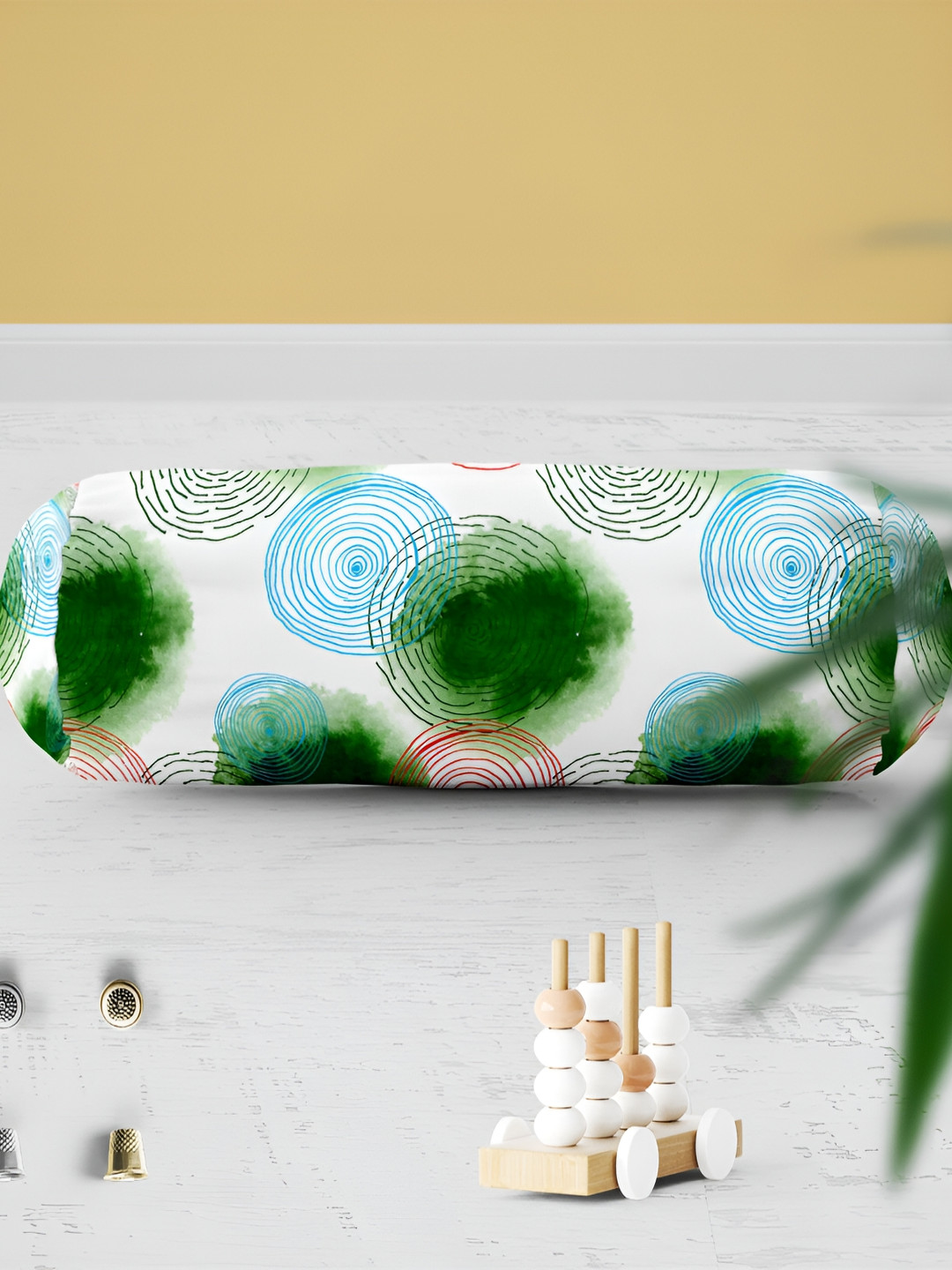 

ArtzFolio Green & White 2 Pcs Geometric Printed Cotton Canvas Bolster Covers