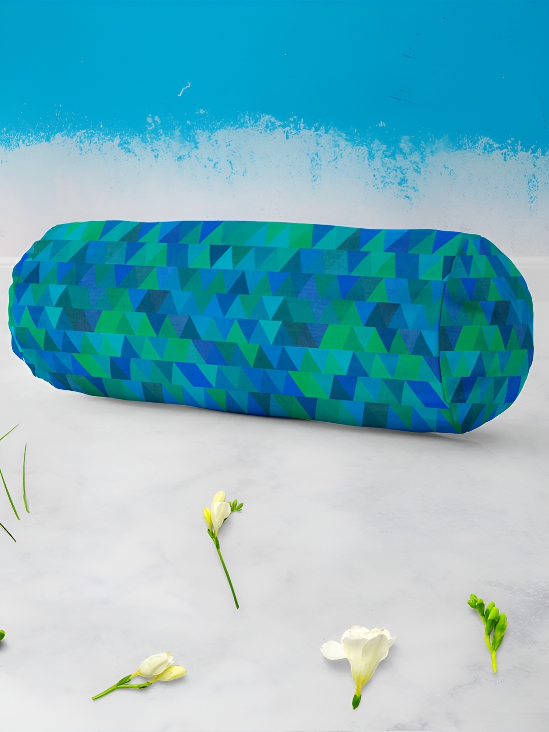 

ArtzFolio Blue & Green 2 Pieces Geometric Printed Bolster Covers