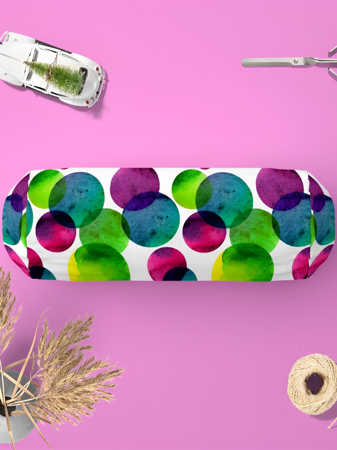

ArtzFolio 2 Pieces White & Green Geometric Printed Bolster Cover
