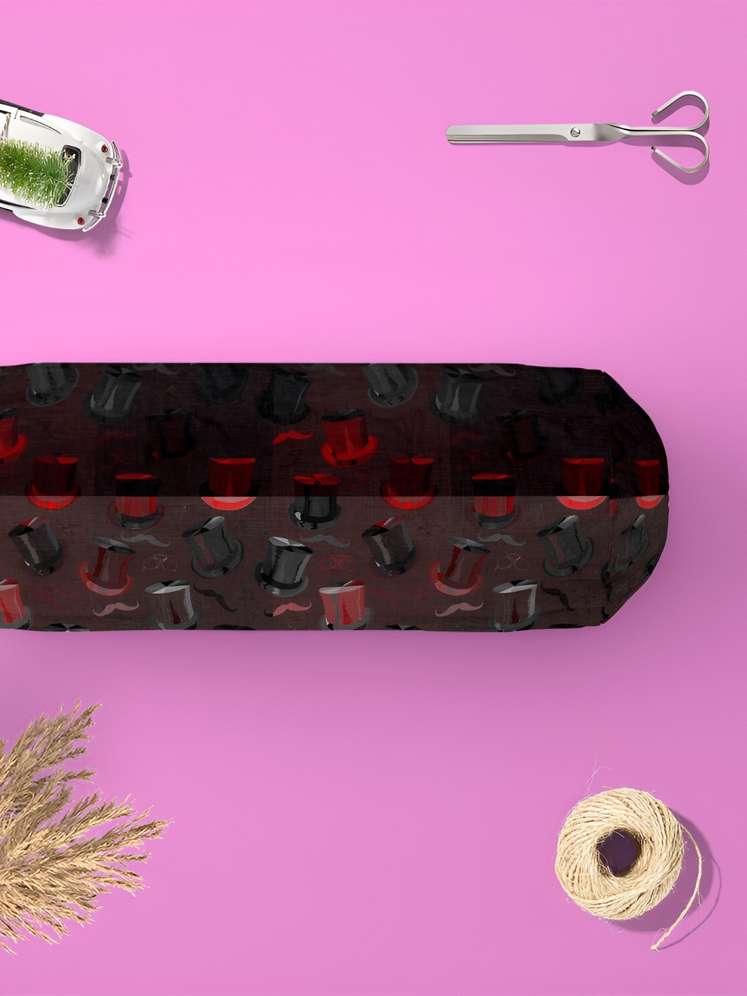 

ArtzFolio Maroon & Black 2 Pieces Printed Velvet Bolster Covers