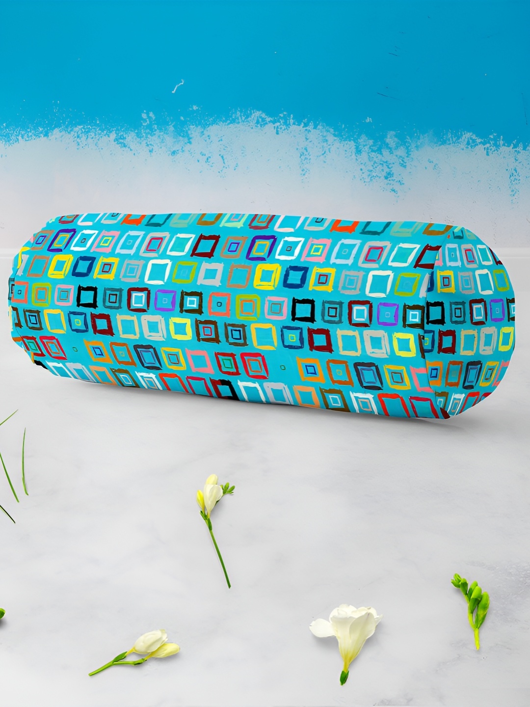 

ArtzFolio 2 Pieces Blue & Pink Geometric Printed Bolster Covers