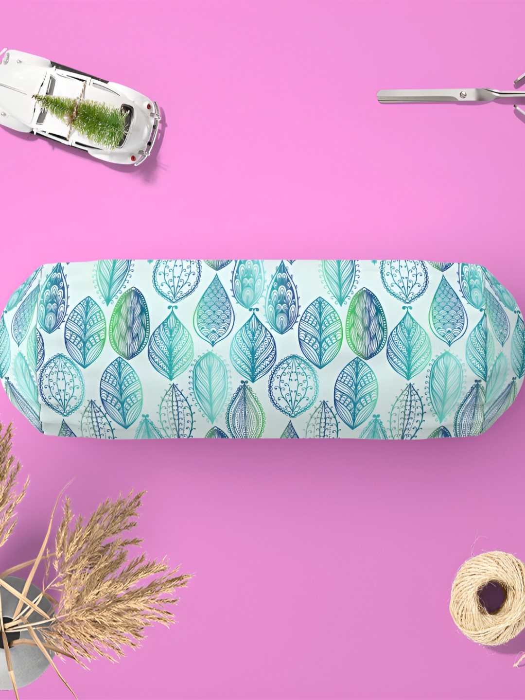 

ArtzFolio White & Blue 2 Pieces Ethnic Printed Printed Eco-Friendly Bolster Covers
