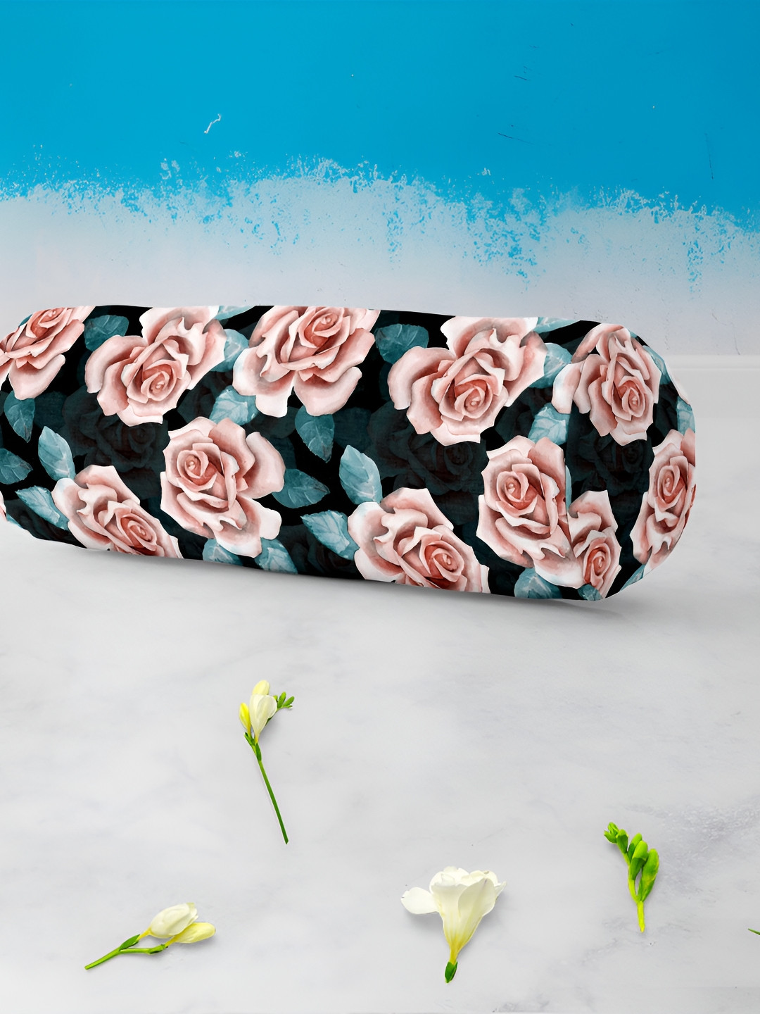 

ArtzFolio Black & Green 2 Pieces Floral Printed Bolster Covers