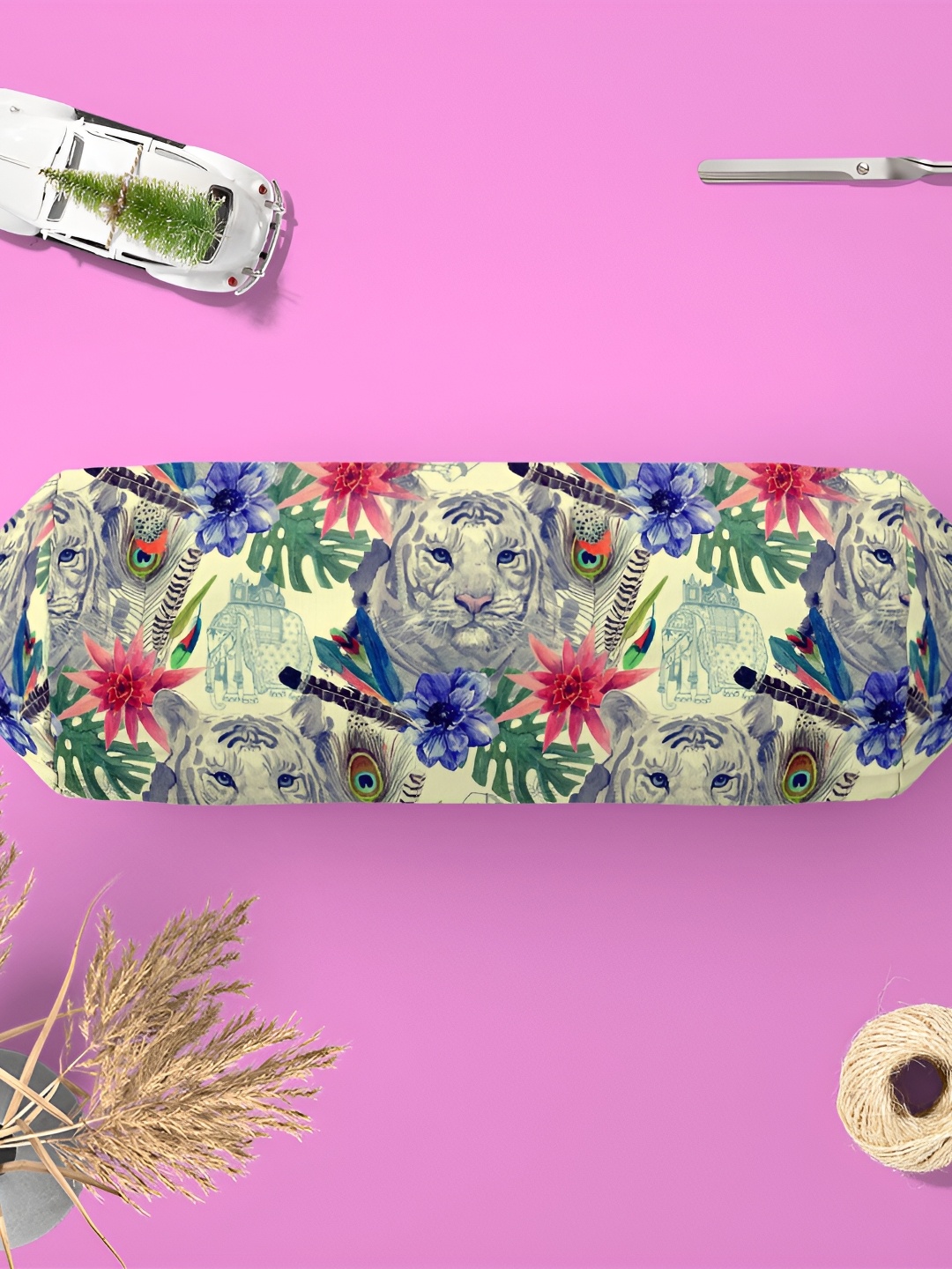 

ArtzFolio 2 Pieces Blue & Pink Floral Printed Bolster Covers