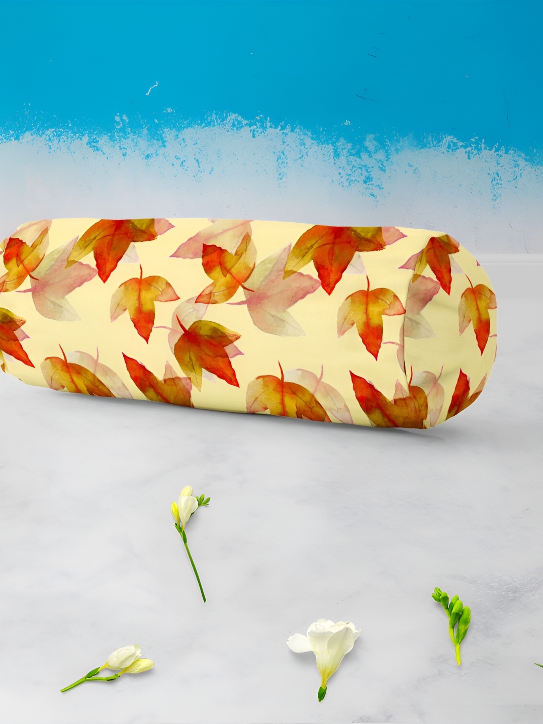 

ArtzFolio 2-pcs Yellow & Red Printed Bolster Covers with Concealed Zipper