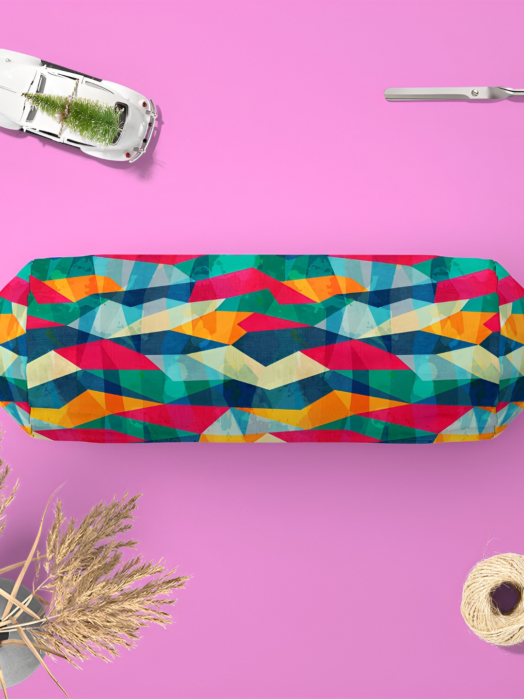 

ArtzFolio 2-Pcs Blue & Pink Geometric Printed Bolster Covers