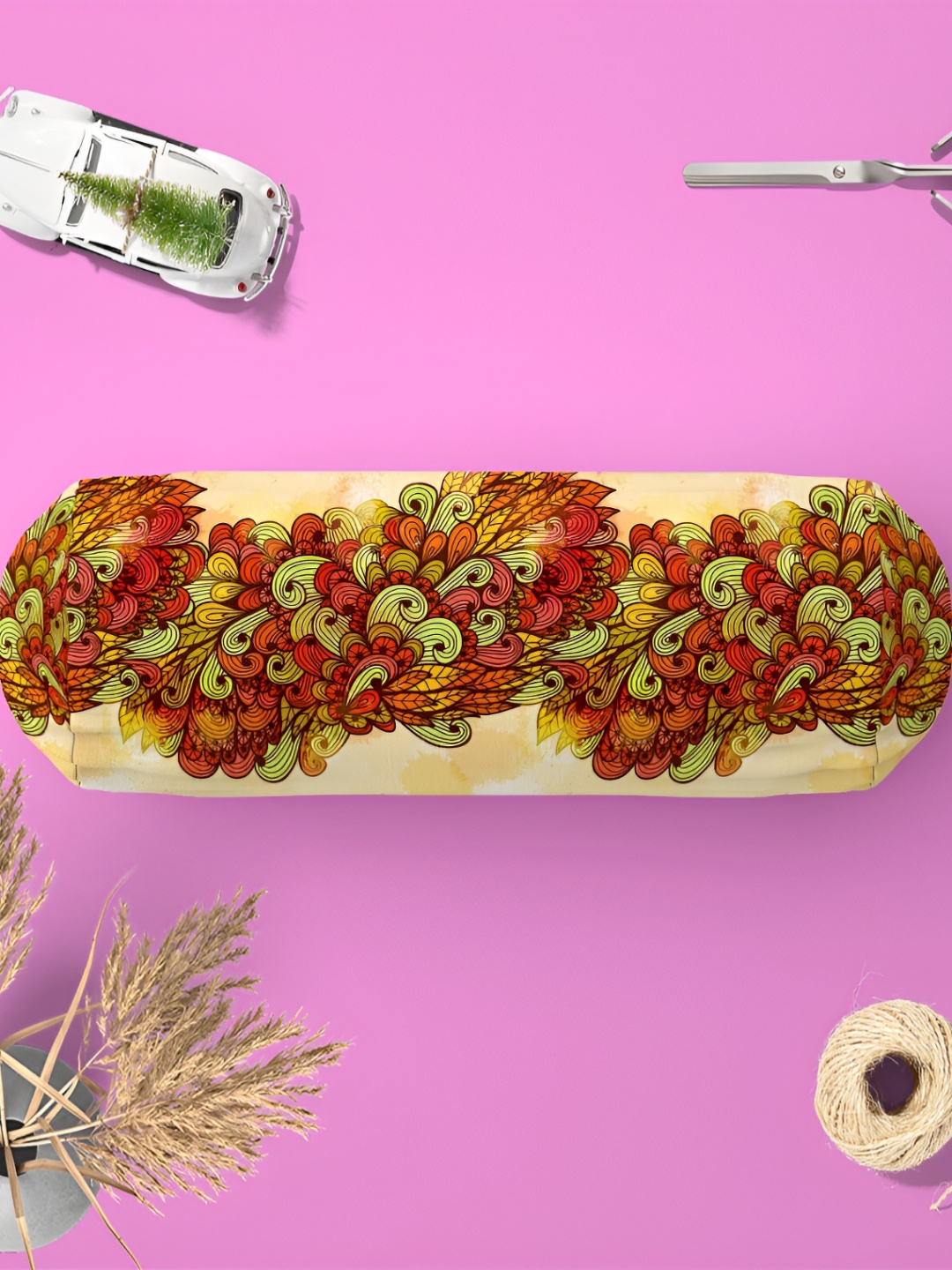 

ArtzFolio Yellow & Red 2-Pcs Floral Printed Bolster Covers
