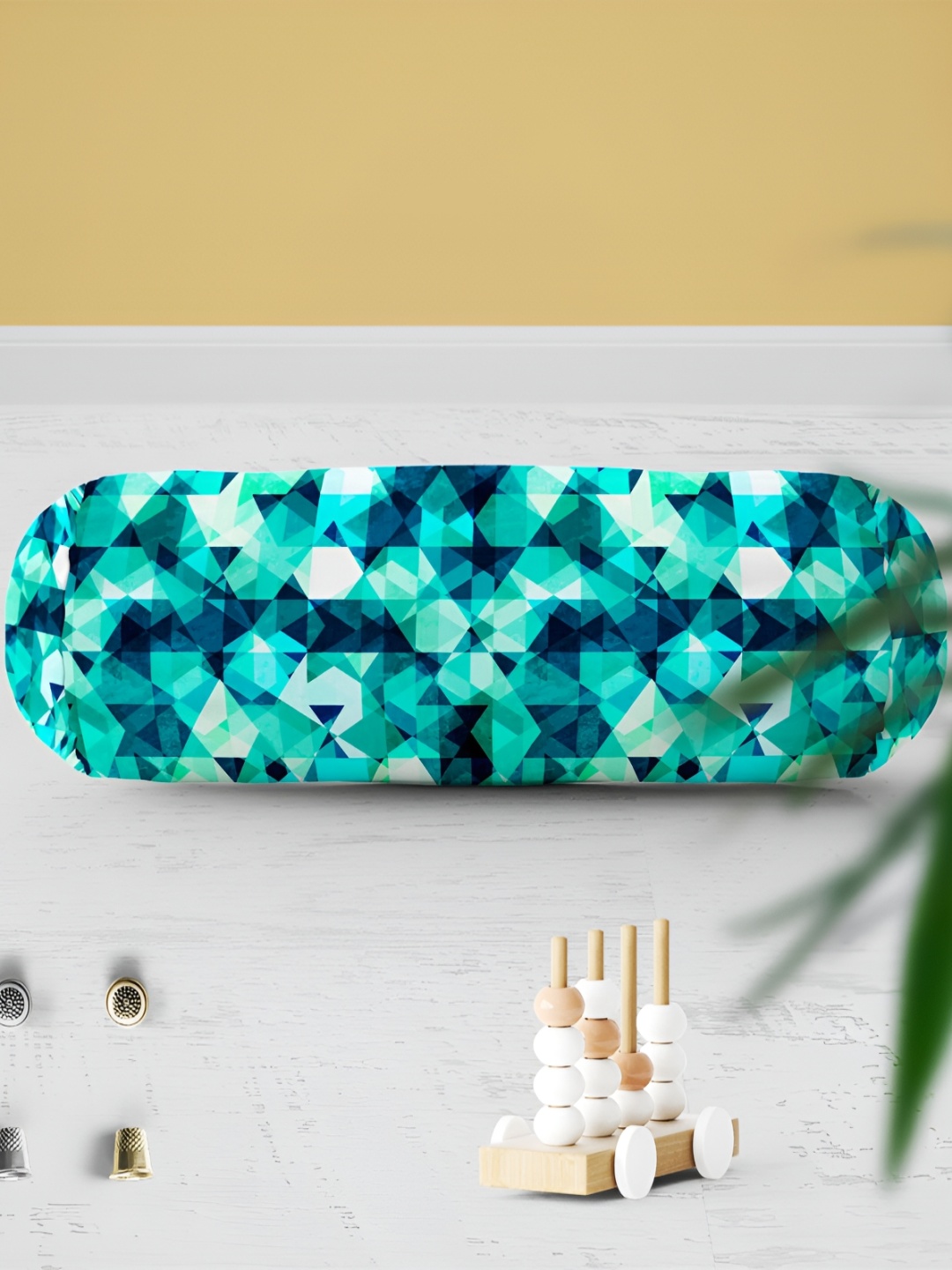 

ArtzFolio Blue & Green 2-Pcs Printed Velvet Bolster Covers with Concealed Zipper