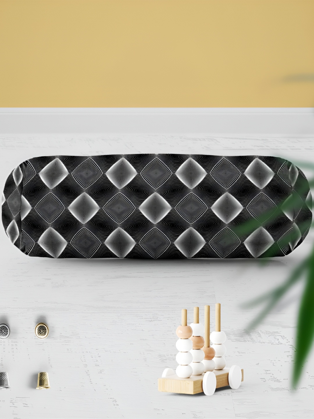 

ArtzFolio 2 Pieces Black & White Geometric Printed Bolster Covers