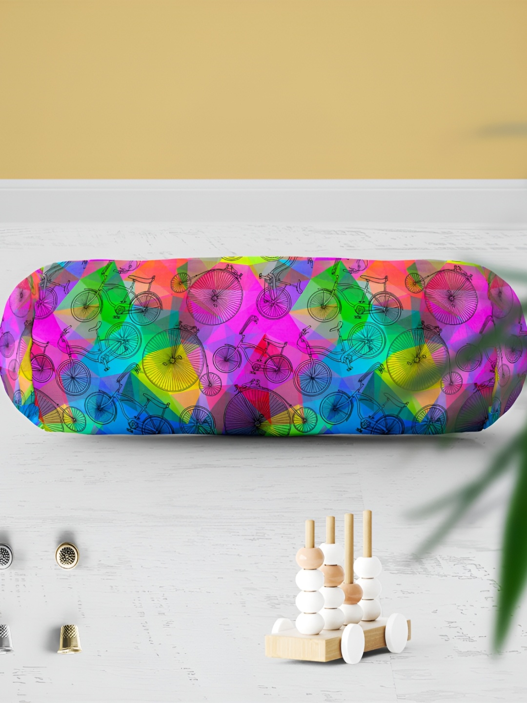 

ArtzFolio 2 Pieces Pink & Blue Printed Geometric Bolster Covers