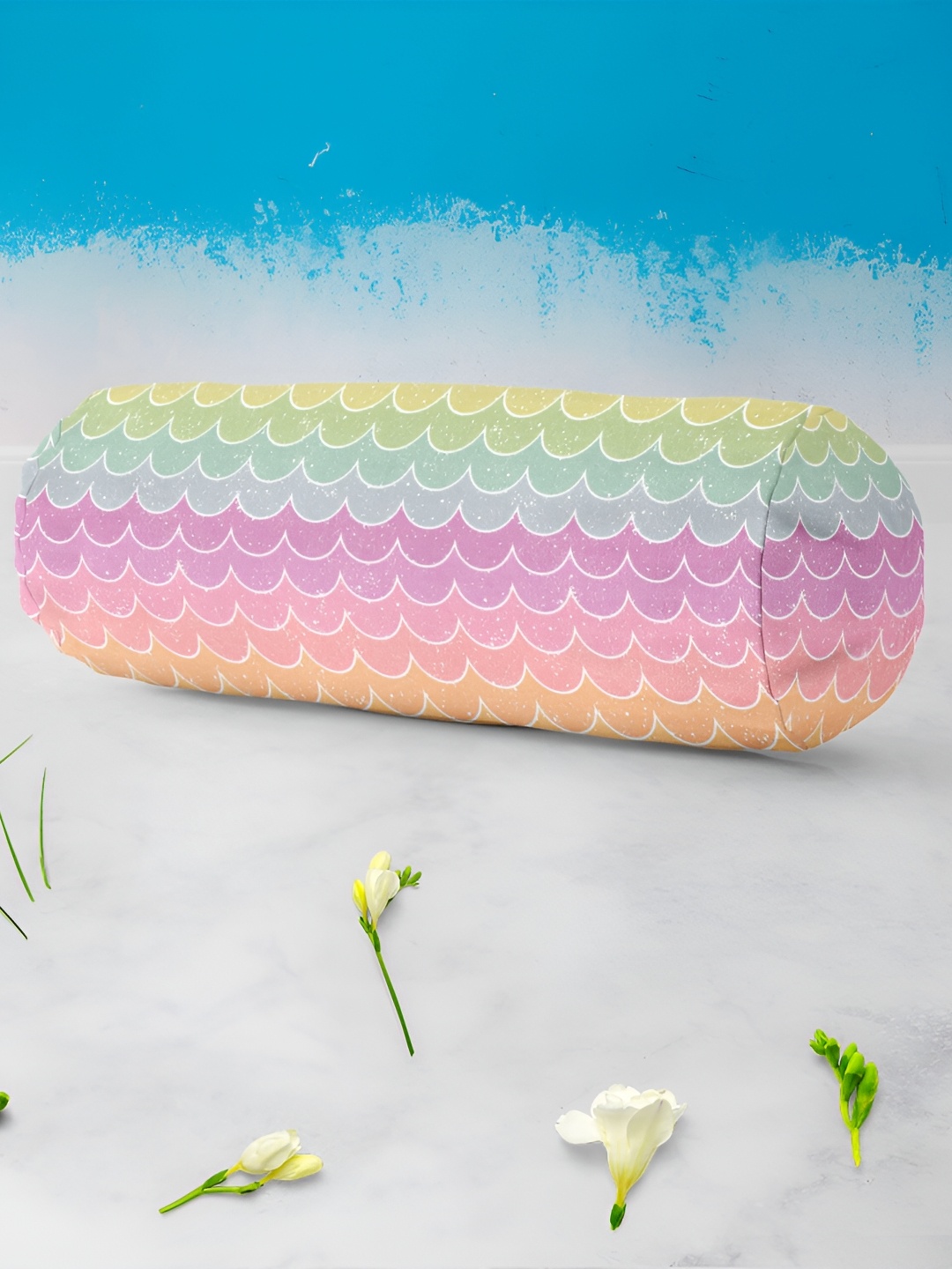 

ArtzFolio Pink & Green 2 Pieces Velvet Printed Bolster Cover