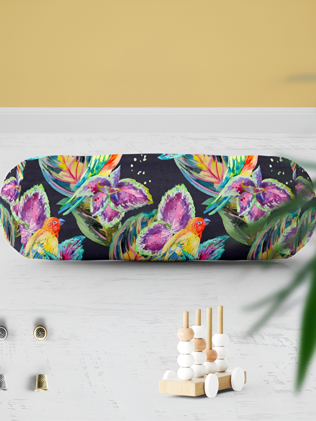 

ArtzFolio 2-pcs Black & Purple Printed Cotton Canvas Bolster Covers with Concealed Zipper