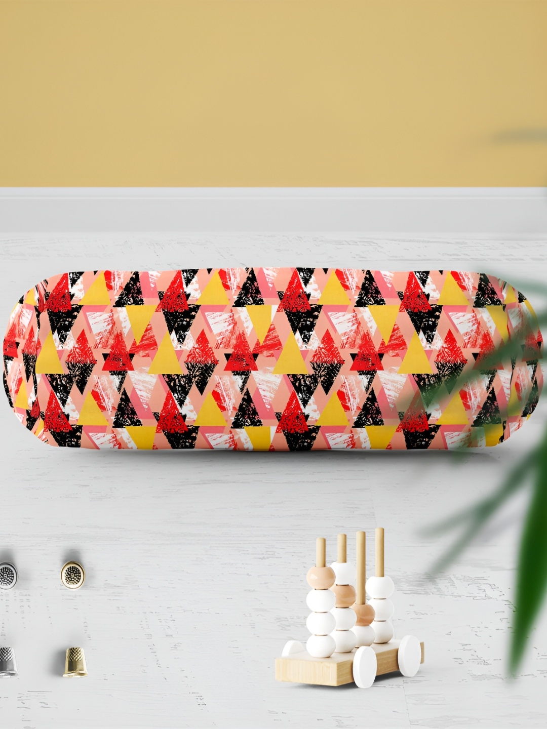

ArtzFolio Black & Pink 2-Pcs Geometric Printed Velvet Bolster Covers