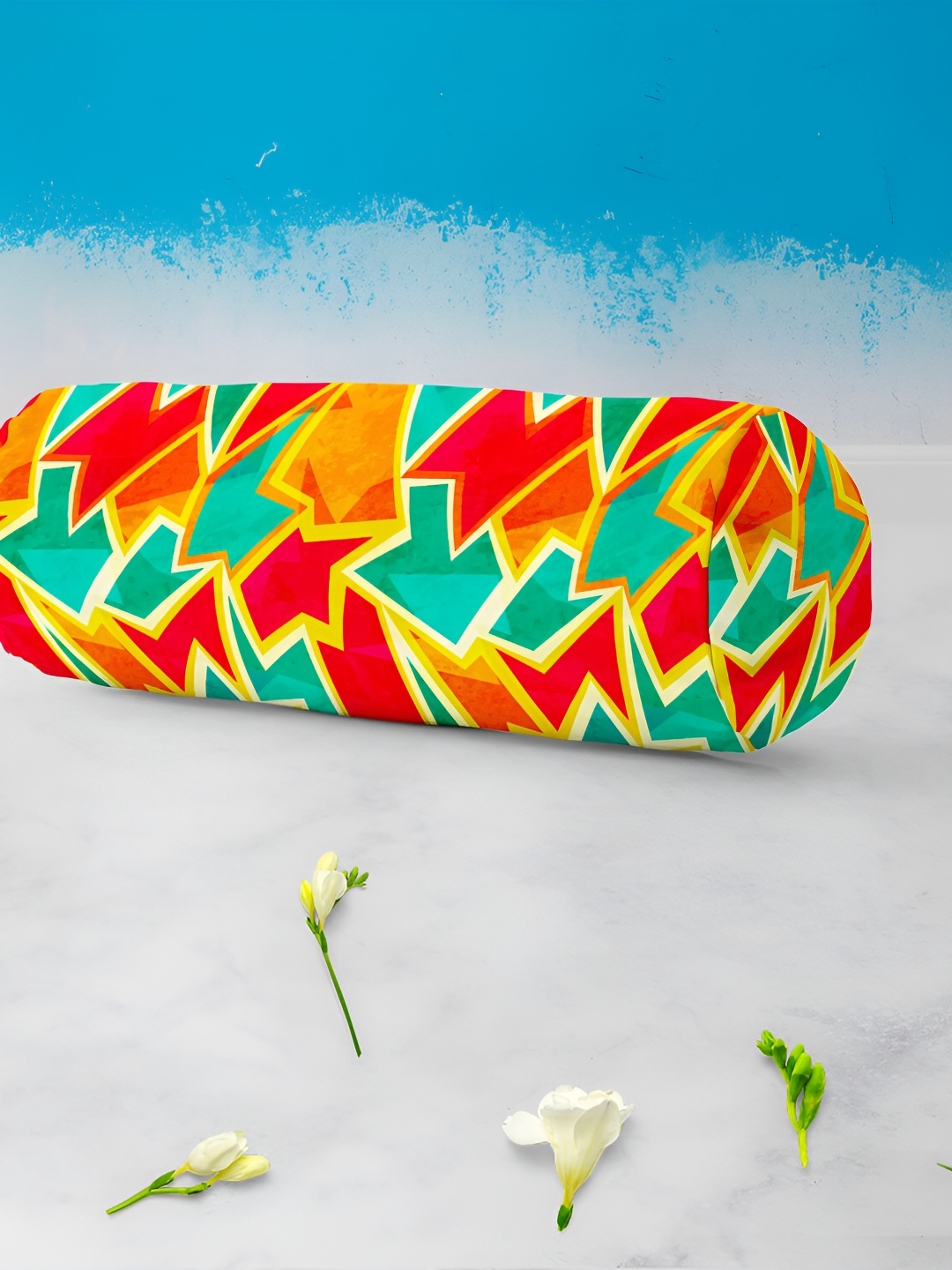 

ArtzFolio Red & Green 2 Pieces Geometric Printed Cotton Canvas Bolster Covers